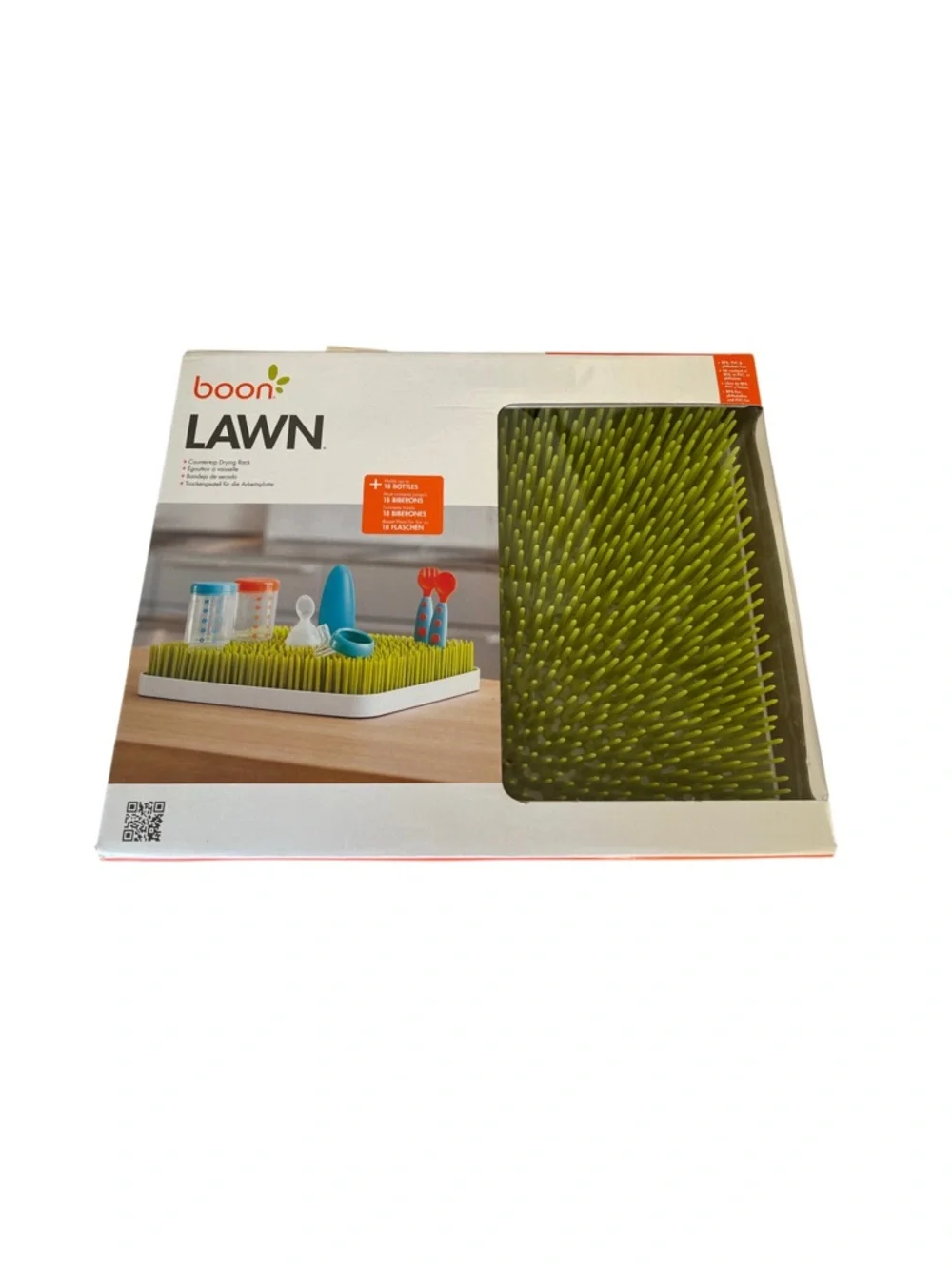 (NWT) Boon LAWN Countertop Baby Bottle Drying Rack in Green - Antimicrobial Tray